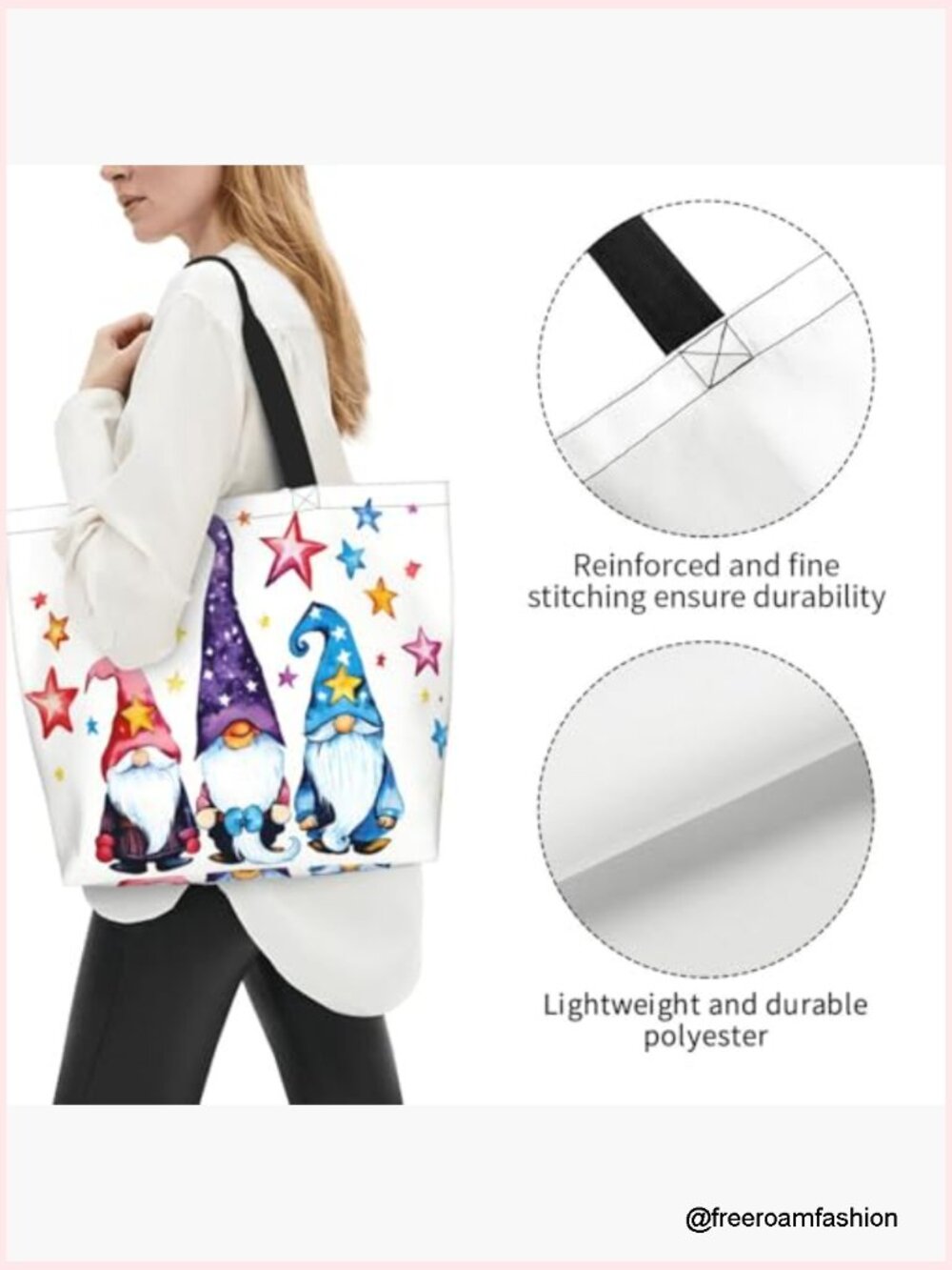 Large Tote Shoulder Bag Durable Water Repellent Polyester Lightweight Daily Use - Picture 4 of 7